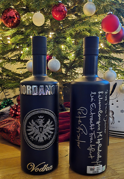 Iordanov Vodka 6 Liter Eintracht Frankfurt Edition SCHWARZ (Mit Signatur & Wunschtext (Widmung) Peter Fischer)